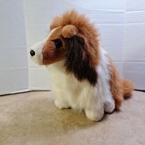GUND Lassie Collie Dog Plush 7" Sitting #7410 Tan White Black Accents 1989